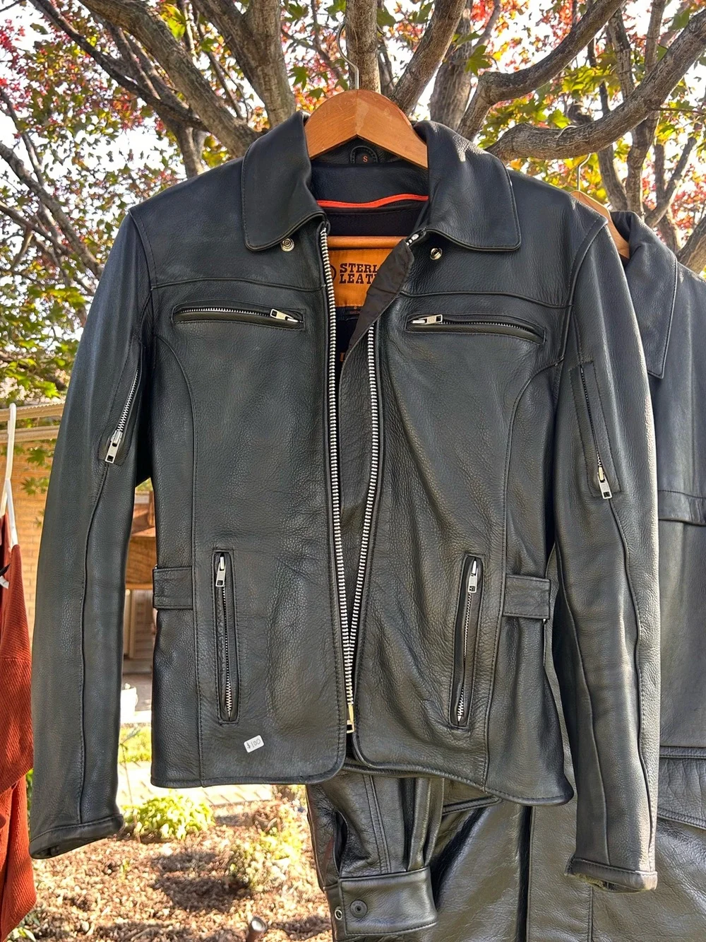 Women's Black Sterling Leather Jacket with Cinched Waist